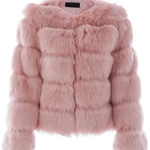 Blush pink fur jacket